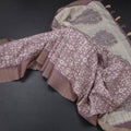 Raw Silk Purple Printed Saree With Zari Border