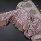 Raw Silk Purple Printed Saree With Zari Border