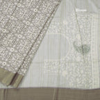 Raw Silk Olive Green Printed Saree With Zari Border 02