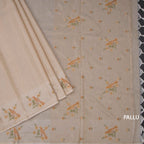 Raw Silk Cream Zari Checked Saree and Thread Border