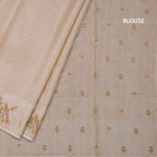Raw Silk Cream Zari Checked Saree and Thread Border