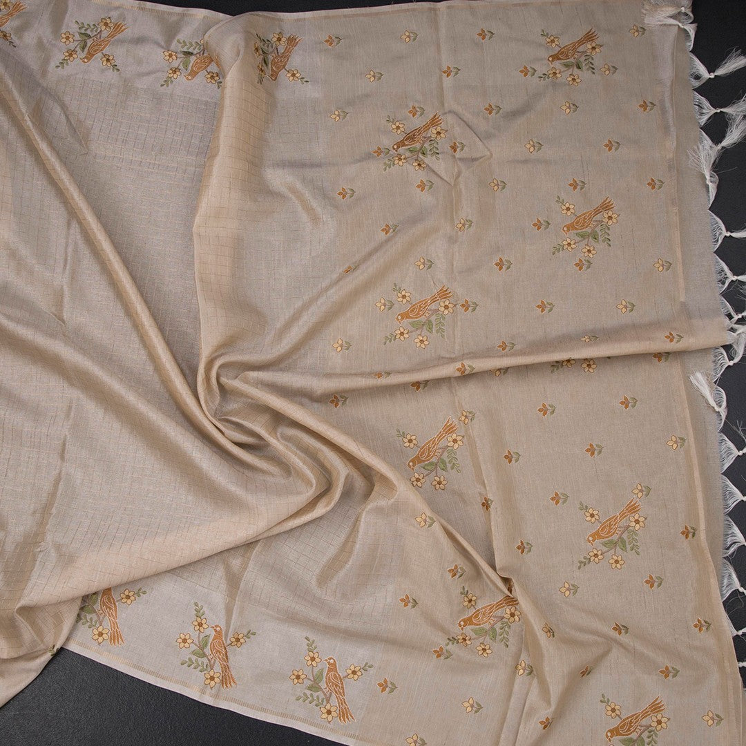 Raw silk saree with zari checked pattern and thread border by Shriyara Life, featuring intricate design and elegant craftsmanship.