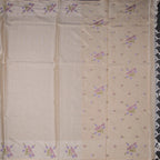 Raw Silk Cream Zari Checked Saree and Thread Border 02