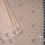 Raw Silk Cream Zari Checked Saree and Thread Border 02