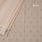 Raw Silk Cream Zari Checked Saree and Thread Border 02