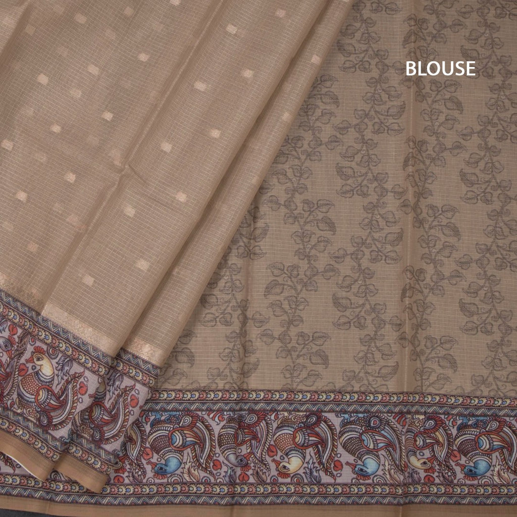 Kota Gold Saree With Zari Buttas And Printed Border