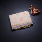Linen Cream Saree With Painted Zari Thread Work