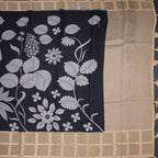 Kota Black Floral Printed Saree And Zari Checked Border 03