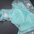 Soft Tissue Sky Blue Thread Work Saree