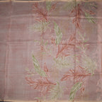 Organza Light Peach Leaf Printed With Zari Thread Work Saree