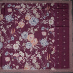 Raw Silk Mulberry Pink Floral Printed Saree And Thread Cut Work Border