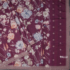 Raw Silk Mulberry Pink Floral Printed Saree And Thread Cut Work Border