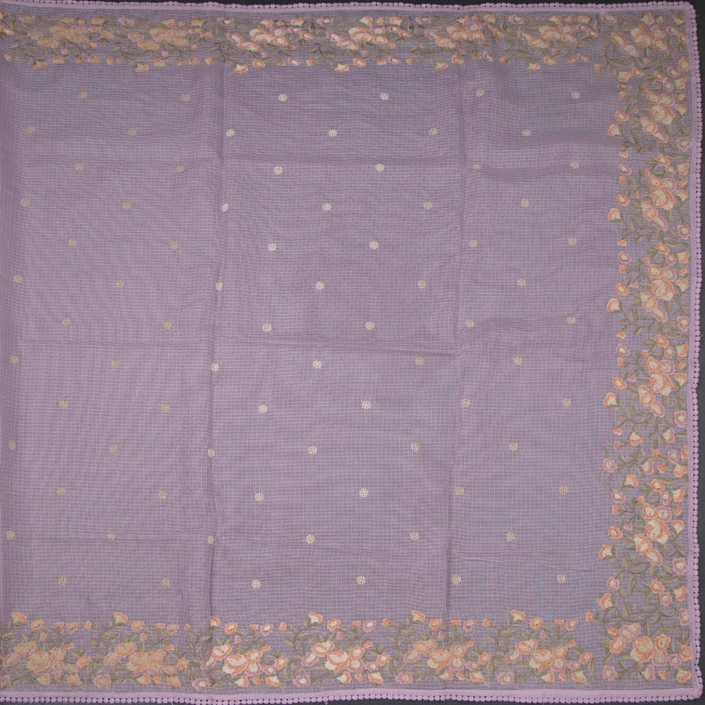 Kota Lavender Floral Thread Work Saree