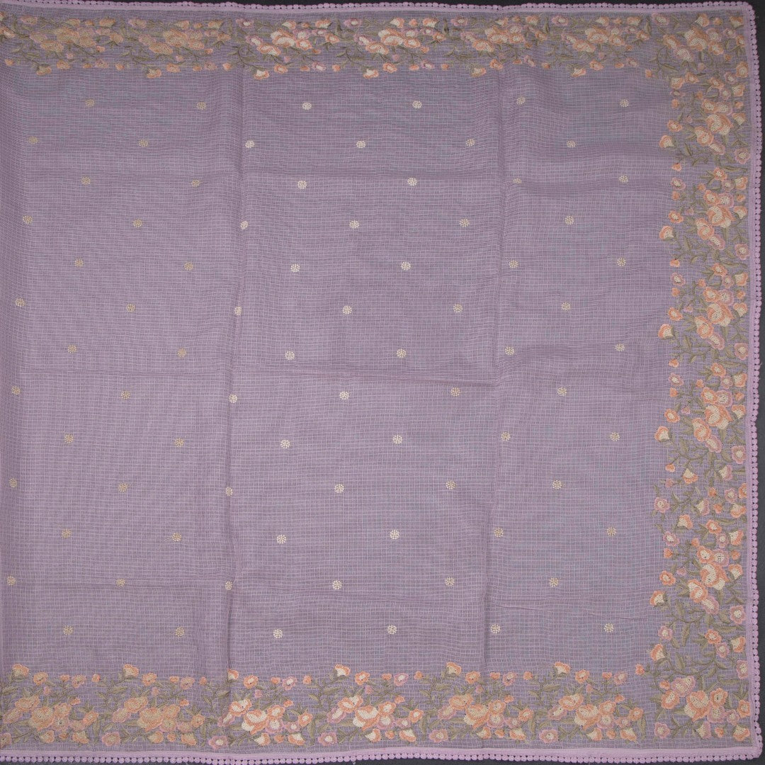 Kota Lavender Floral Thread Work Saree
