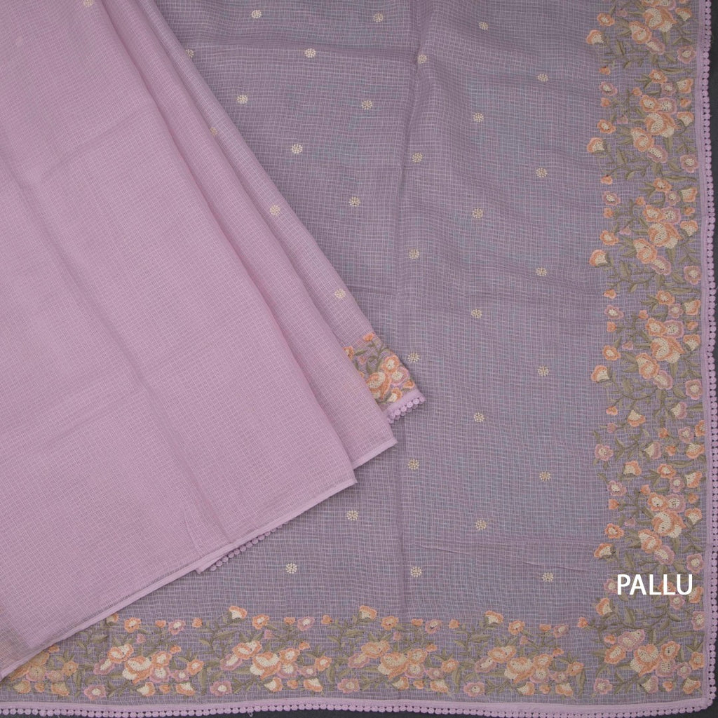 Kota Lavender Floral Thread Work Saree