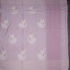Raw Silk Light Lavender Thread Work Saree In Bird Design