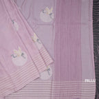 Raw Silk Light Lavender Thread Work Saree In Bird Design