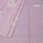 Raw Silk Light Lavender Thread Work Saree In Bird Design