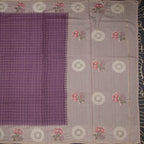 Raw Silk Plum Purple Zari Checked Saree And Thread Work Border