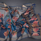 Raw silk blue printed saree with zari border by Shriyara Life, showcasing intricate patterns and elegant craftsmanship.