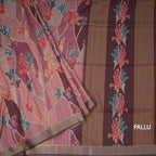 Raw Silk Pink Printed Saree And Zari Border