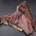 Raw Silk Pink Printed Saree And Zari Border