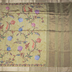 Raw Silk Pista Green Floral Printed Saree And Zari Border