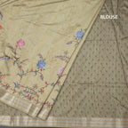 Raw Silk Pista Green Floral Printed Saree And Zari Border