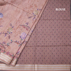 Raw Silk Light Brown Floral Printed Saree And Zari Border