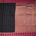 Art Silk Black Saree With Zari Buttas And Mango Border