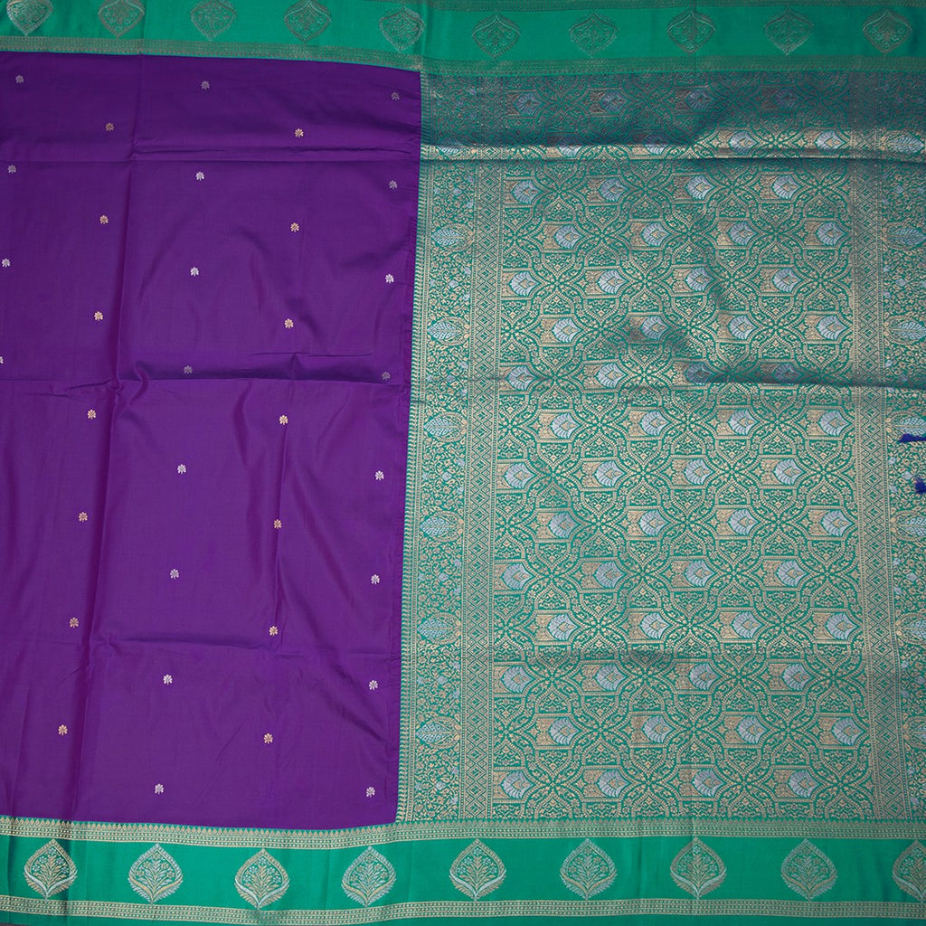 Art Silk Purple Saree With Zari Buttas And Zari Border