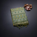 Raw Silk Lime Green Printed Saree