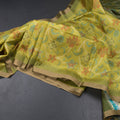 Raw Silk Lime Green Printed Saree