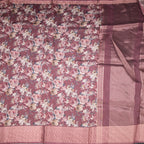 Semi Linen Maroon Floral Printed Saree 02