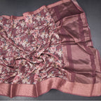 Semi Linen Maroon Floral Printed Saree 02