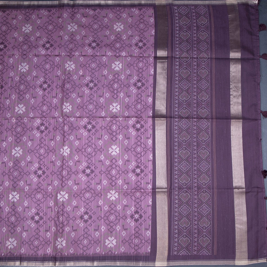 Semi Raw Silk Purple Printed Saree 03