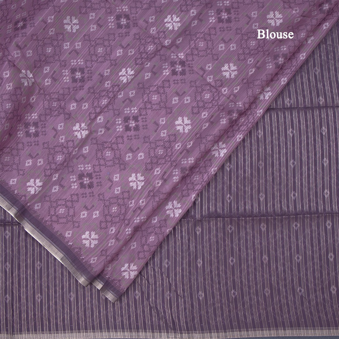 Semi Raw Silk Purple Printed Saree 03