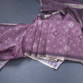 Semi Raw Silk Purple Printed Saree 03