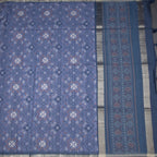 Semi Raw Silk Blue Printed Saree 02