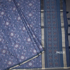 Semi Raw Silk Blue Printed Saree 02