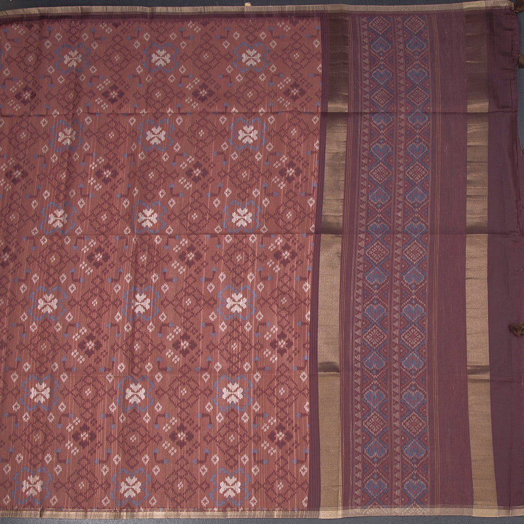Semi Raw Silk Maroon Printed Saree 04