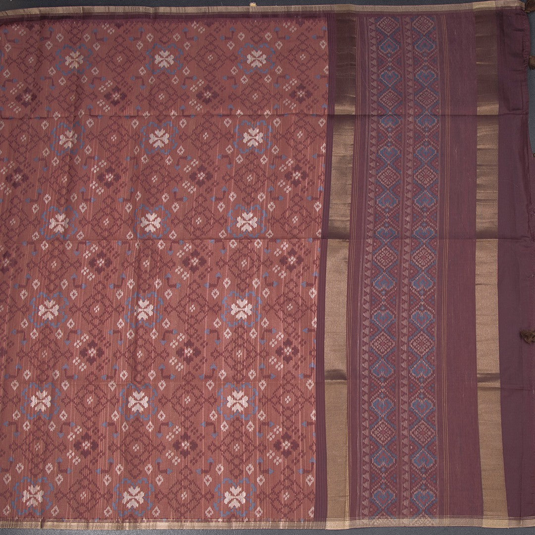 Semi Raw Silk Maroon Printed Saree 04