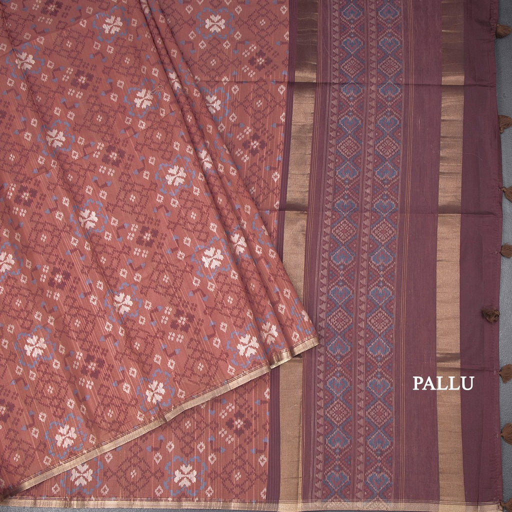 Semi Raw Silk Maroon Printed Saree 04