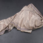 Semi Raw Silk Cream Leaf Printed Saree 06