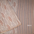 Semi Raw Silk Cream Floral Printed Saree 07