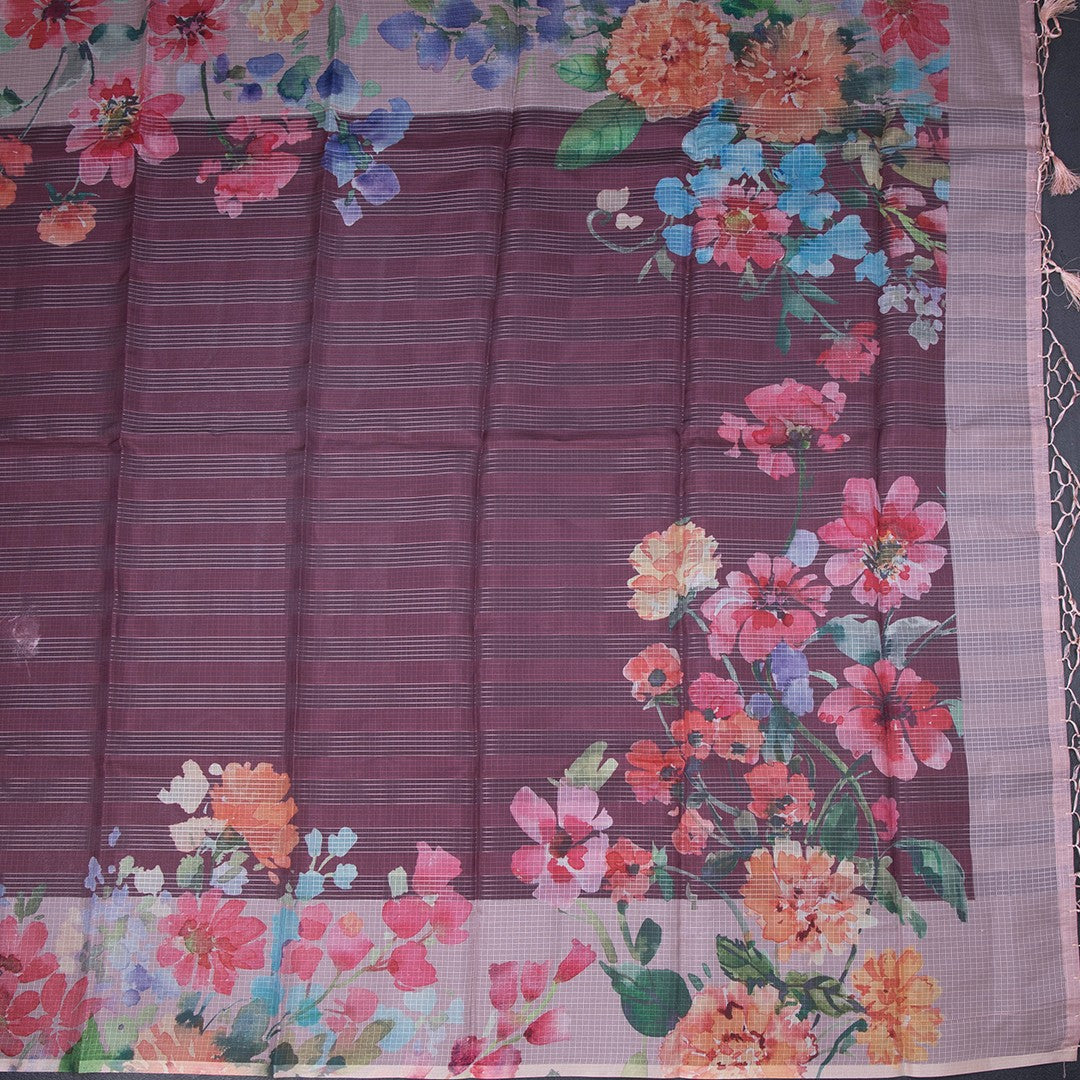 Kota Maroon Floral Printed Saree
