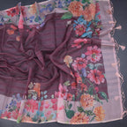 Kota Maroon Floral Printed Saree