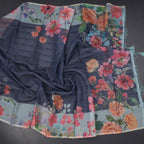 Kota Dark Blue Floral Printed Saree