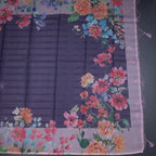 Kota Dark Purple Floral Printed Saree