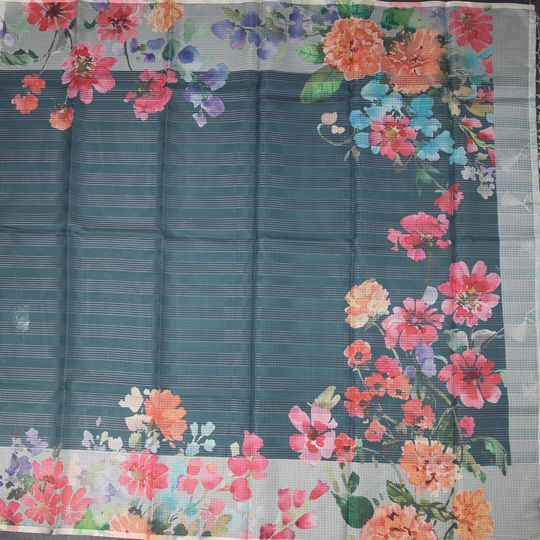 Kota Teal Green Floral Printed Saree